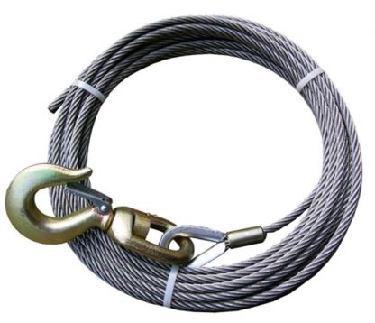 4-38PS100S 3/8"x100' Fiber Core Wire Rope w/Alloy Swivel Hook